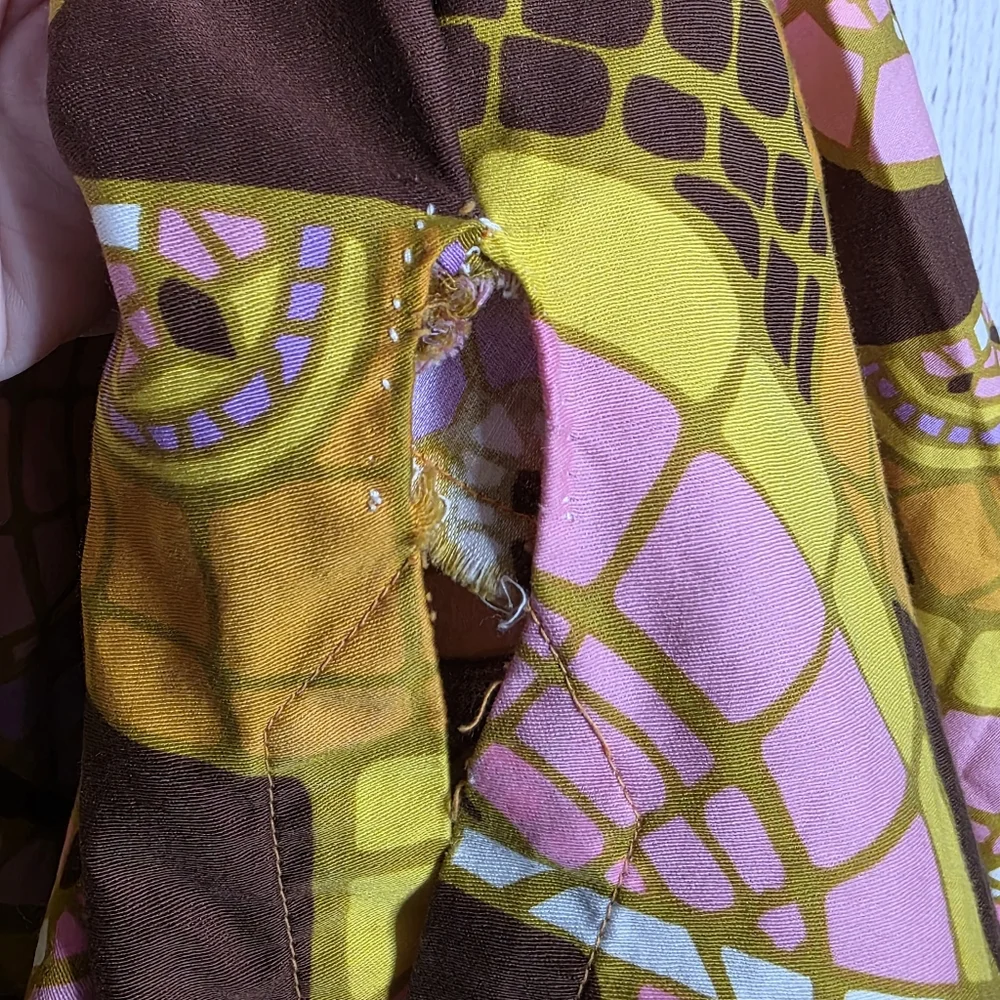 Vintage 1960s Penthouse Gallery Japan Mod Tunic Dress Pink Brown Geometric XL - Picture 5 of 9